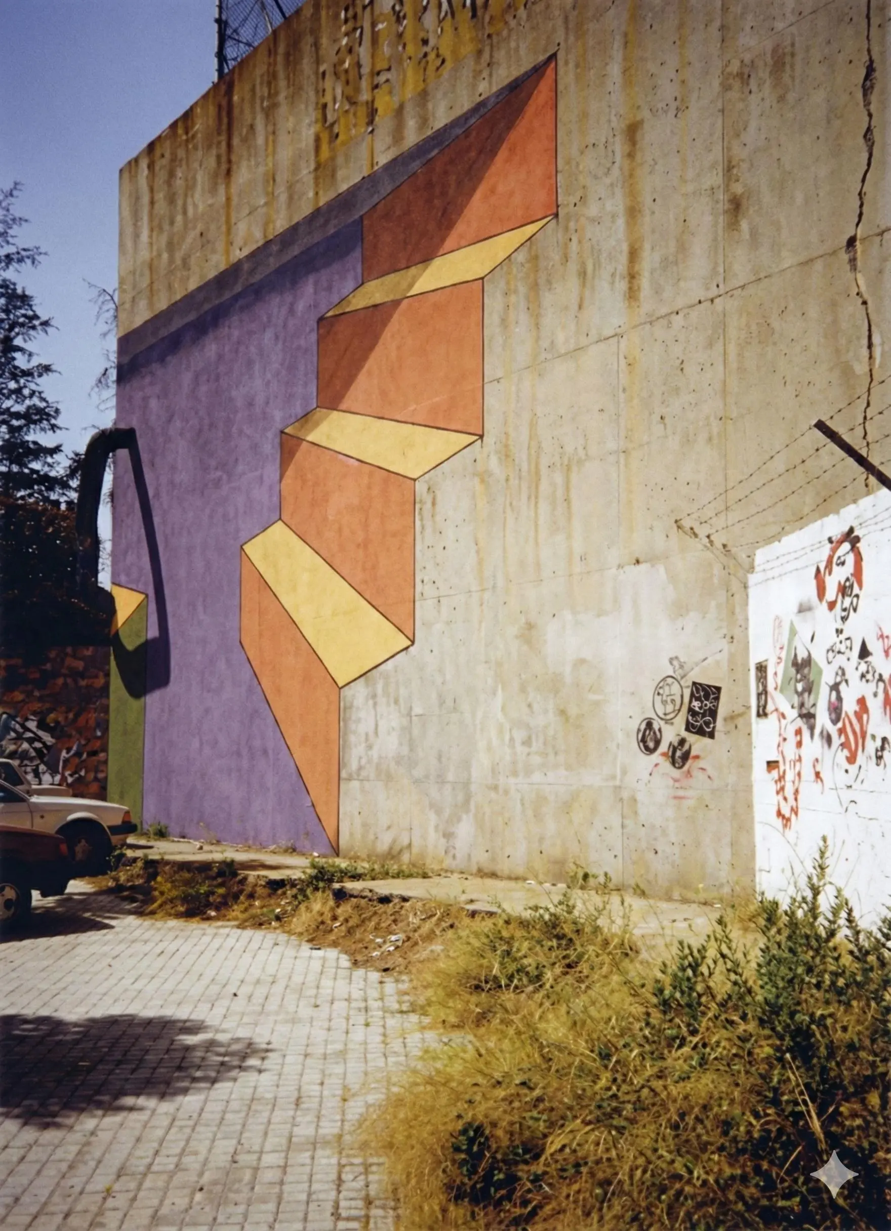 Mural en paramento exterior de Piscinas y Deportes. Barcelona (Desaparecido)